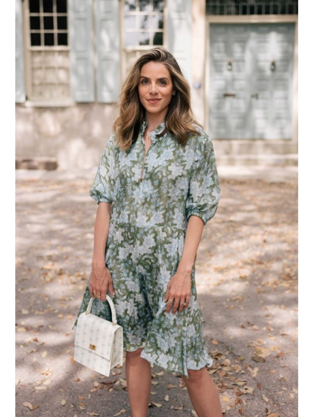HANNAH ARTWEAR OS S M L Gaia Mini Dress Green Floral Print Belt Silk